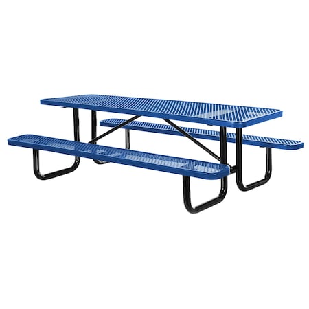 Vestil Rectangle Picnic Table, 72 in L, 30.375 in H Overall PT-MX-3072-BL